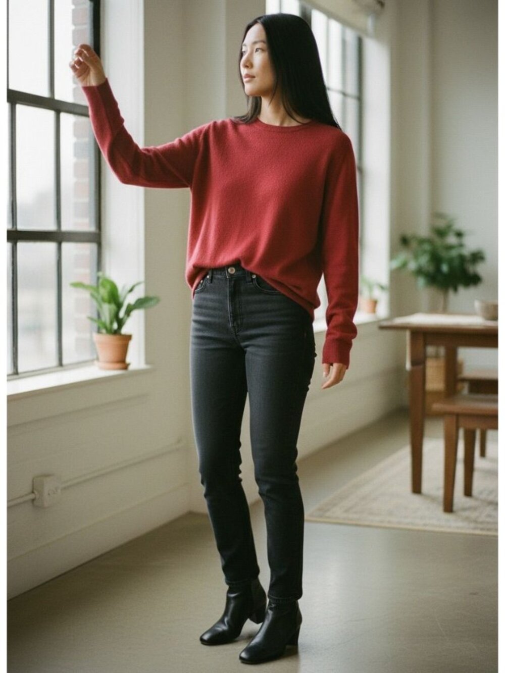 Elie Tahari Womens Red Crew Neck Sweater XL New Viscose Long Sleeve NWT